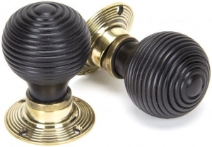 Ebony Beehive Mortice/Rim Door Knob Set